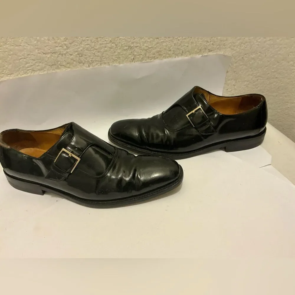 Gucci Black Leather Monk Strap Oxfords size 9 D